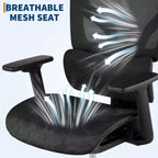 Ergonomic High Back Mesh Office Chair - 4d Adjustable Armrest, Lumbar Support & Headrest, Slide Seat, Rolling Computer Executive Desk Chair
