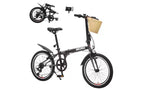 Bici Pieghevole da 20 Pollici per Adulti con Cestino, Supporto per Telefono e Parafanghi, Telaio in Acciaio, 6 Velocità, Bici da Città, Freni a V Doppi, Bici Portatile Compatta