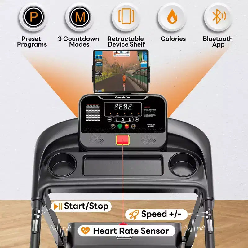 Tapis roulant da 3.0 HP con capacità di 136 kg, tapis roulant pieghevole con inclinazione del 6% per la casa, 0.6-7.5 MPH, nastro da 16 pollici, assorbimento degli urti