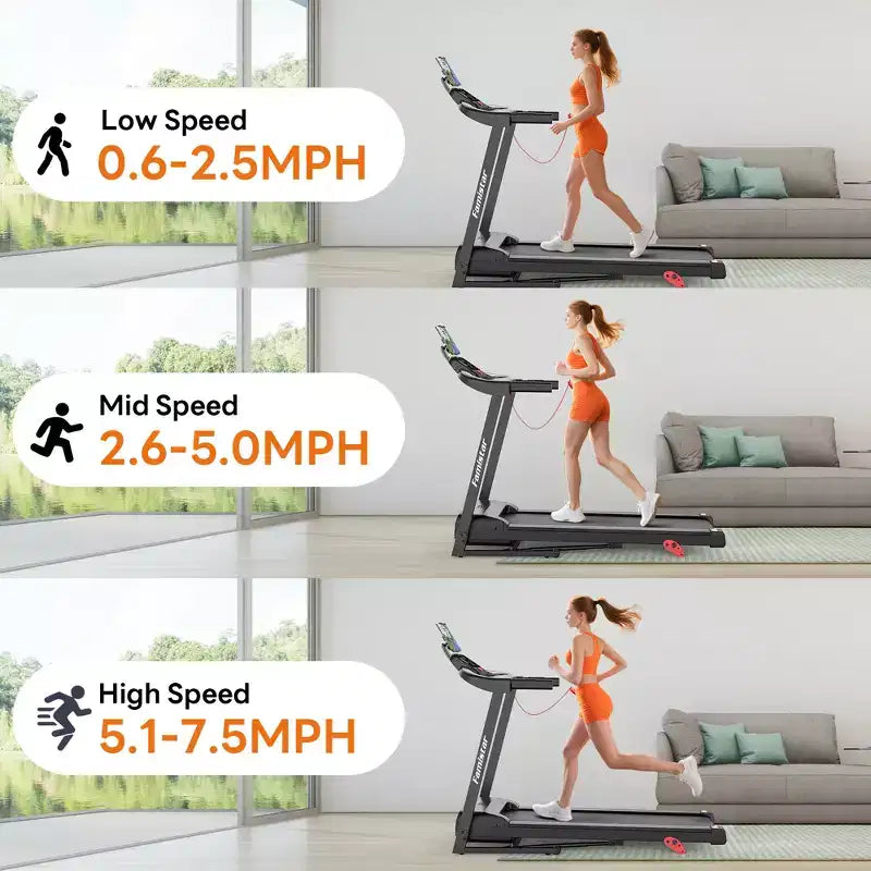 Tapis roulant da 3.0 HP con capacità di 136 kg, tapis roulant pieghevole con inclinazione del 6% per la casa, 0.6-7.5 MPH, nastro da 16 pollici, assorbimento degli urti