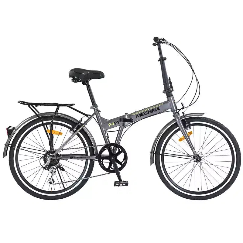 Bici Pieghevole da Città 24 Pollici, Telaio in Acciaio, 7 Velocità, Bici Pieghevole, Bici, Telaio in Acciaio ad Alta Resistenza, Freni V-Brake