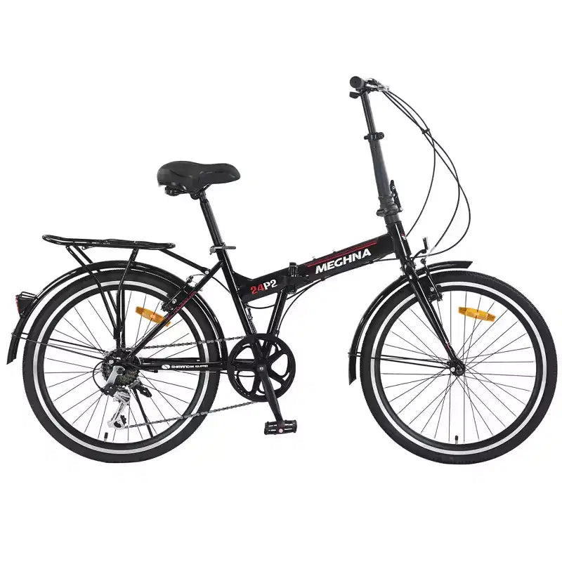 Bici Pieghevole da Città 24 Pollici, Telaio in Acciaio, 7 Velocità, Bici Pieghevole, Bici, Telaio in Acciaio ad Alta Resistenza, Freni V-Brake