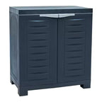 HomeRoots 26 Dark Gray Heavy Duty Plastic Two Door Utility Cabinet
