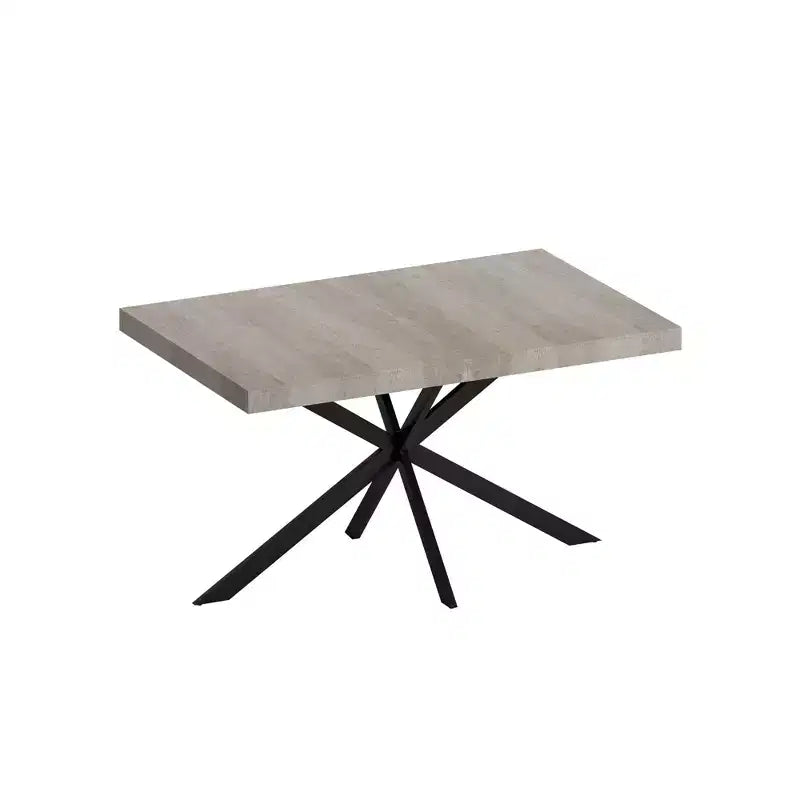 Homy Casa Tavolo da Pranzo Rettangolare Allungabile con Pannello Centrale a Contrasto e Base in Metallo, Riunioni Festive, Rinnova con Stile