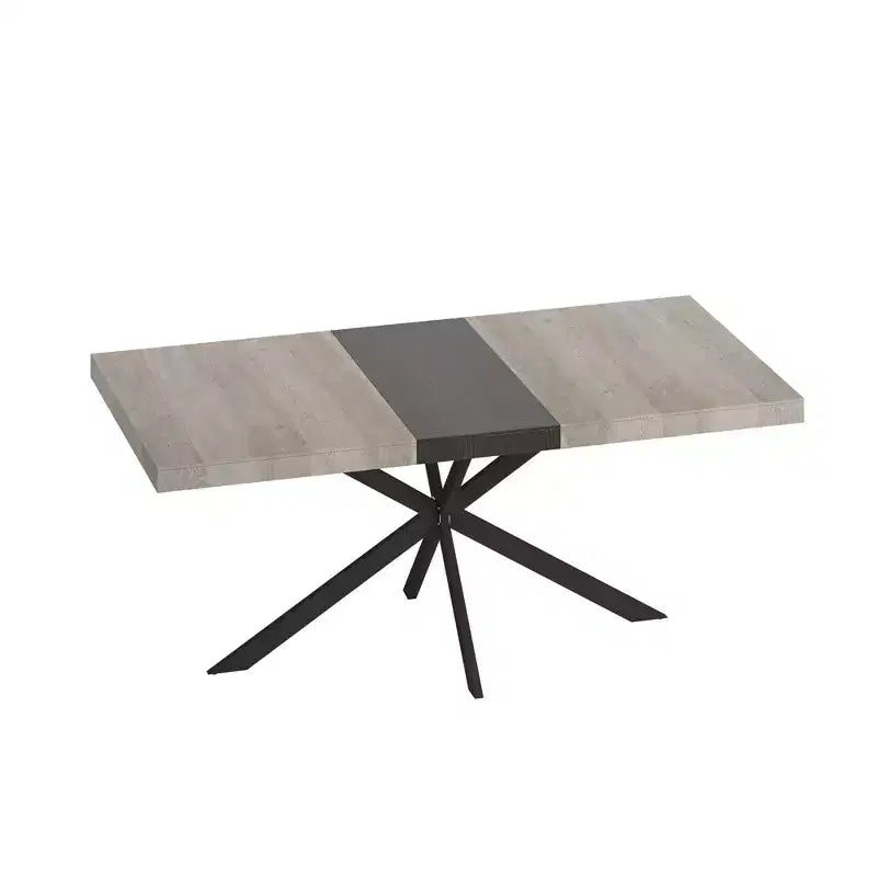 Homy Casa Tavolo da Pranzo Rettangolare Allungabile con Pannello Centrale a Contrasto e Base in Metallo, Riunioni Festive, Rinnova con Stile