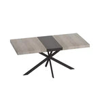 Homy Casa Tavolo da Pranzo Rettangolare Allungabile con Pannello Centrale a Contrasto e Base in Metallo, Riunioni Festive, Rinnova con Stile