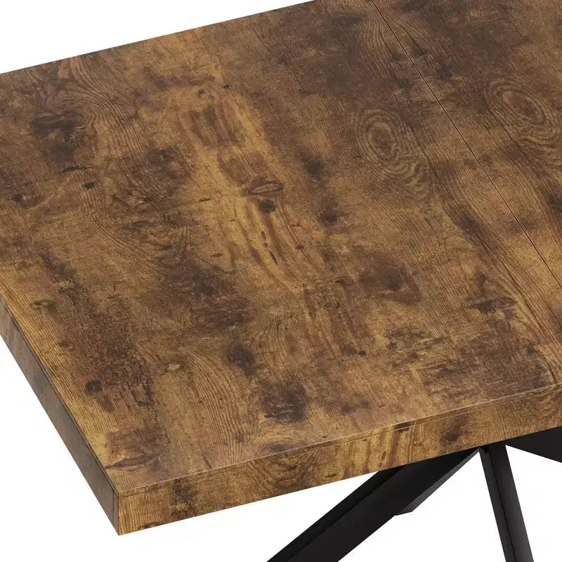 Homy Casa Tavolo da Pranzo Rettangolare Allungabile con Pannello Centrale a Contrasto e Base in Metallo, Riunioni Festive, Rinnova con Stile