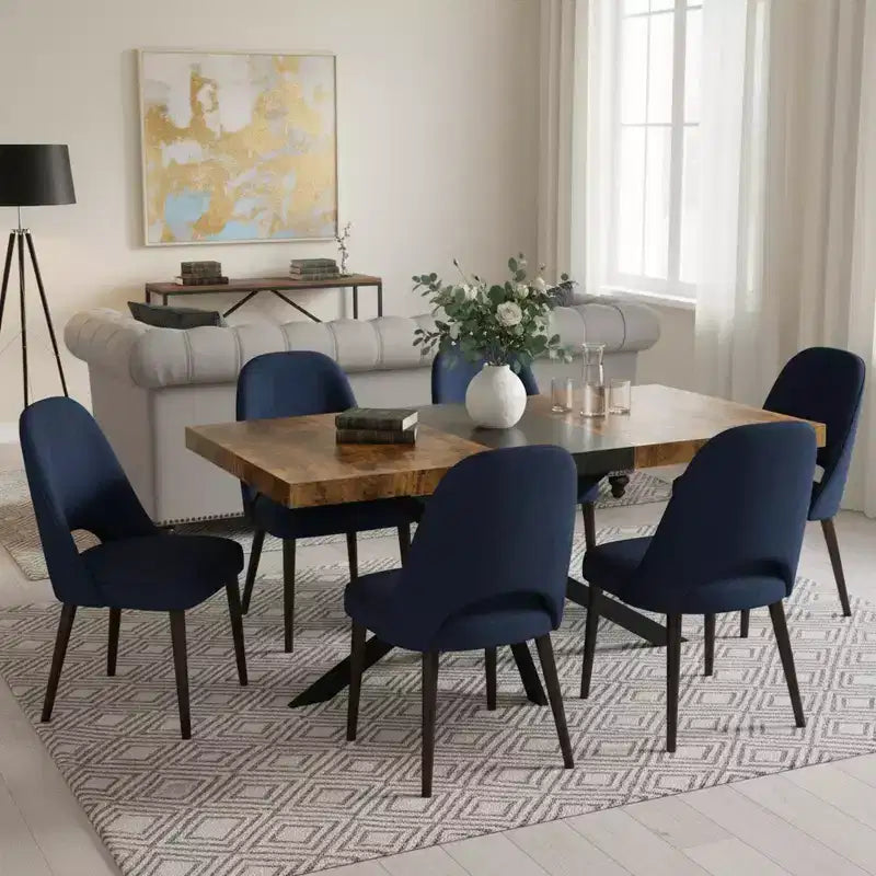 Homy Casa Tavolo da Pranzo Rettangolare Allungabile con Pannello Centrale a Contrasto e Base in Metallo, Riunioni Festive, Rinnova con Stile