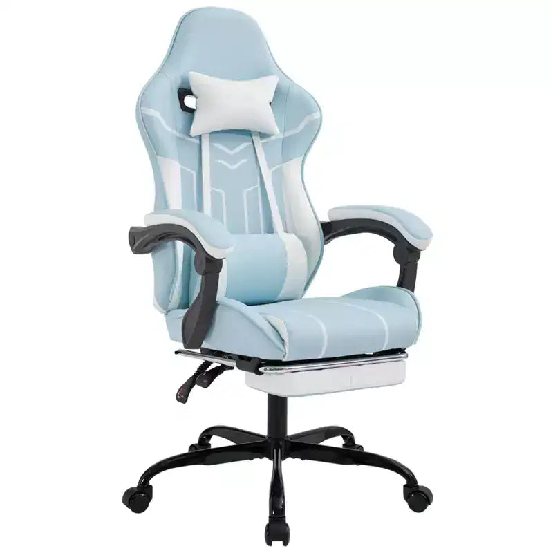 MAYEERTY Gaming Chair, Computer Chair, Ergonomic Chair with Footrest Lumbar Backrest for Living Room Blue