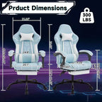 MAYEERTY Gaming Chair, Computer Chair, Ergonomic Chair with Footrest Lumbar Backrest for Living Room Blue