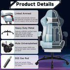 MAYEERTY Gaming Chair, Computer Chair, Ergonomic Chair with Footrest Lumbar Backrest for Living Room Blue