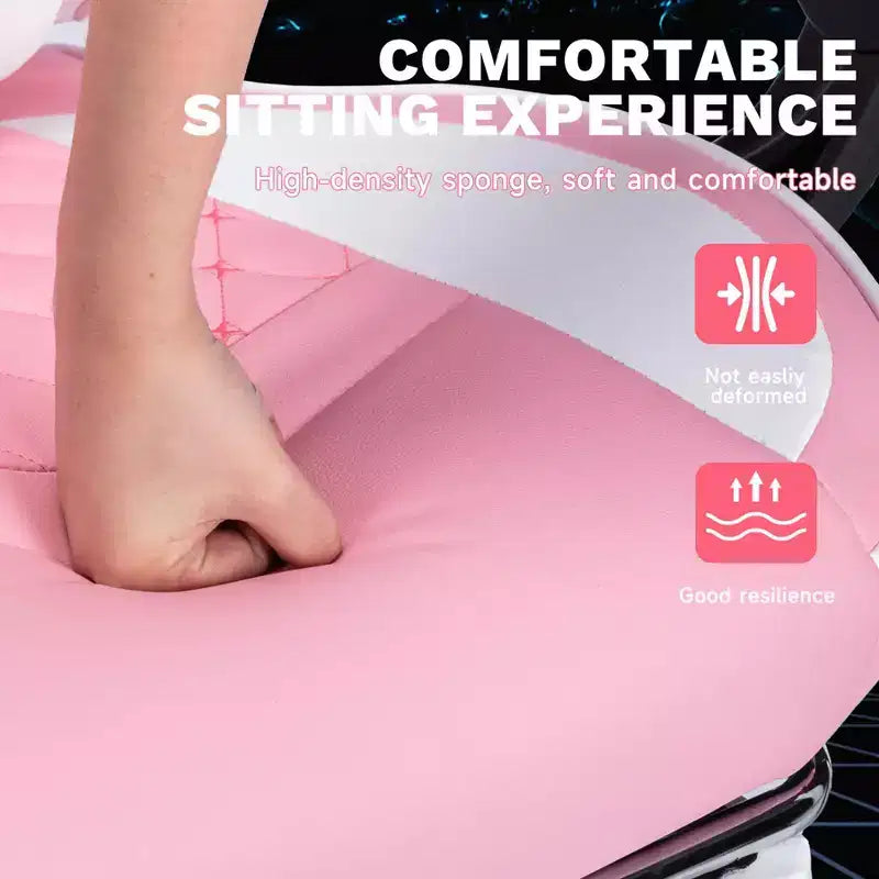 MAYEERTY Sedie ergonomiche per videogiocatori, Sedie da gaming per computer con supporto lombare massaggiante e poggiapiedi Rosa Bianco