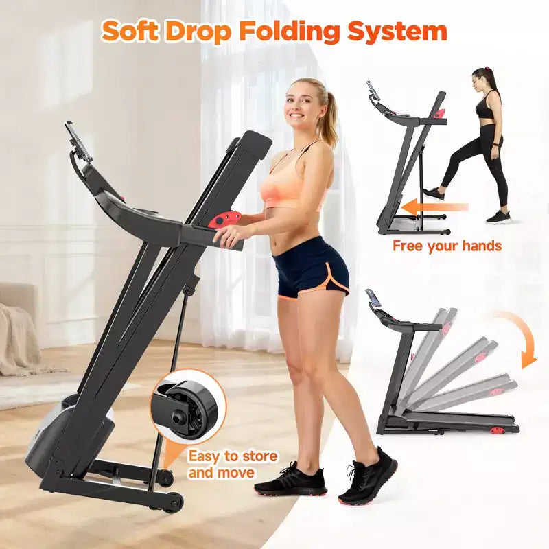 Tapis roulant pieghevole da 150kg con motore da 3.5HP, 64+7 programmi, tapis roulant inclinabile per casa, 12km/h, controllo APP e doppi altoparlanti, tapis roulant portatile per camminata e jogging