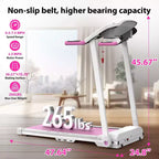 Okak Foldable Treadmill with Max 265 LBS Weight Capacity, Electric Portable Treadmill with 2.5HP, Treadmills for Home, Office