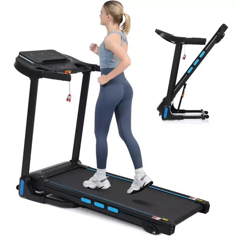 Okak 3.5HP Auto Foldable Treadmill with Incline and Hydraulic System, Treadmills for Home with Heart Rate Sensors and Bluetooth Speaker, Black