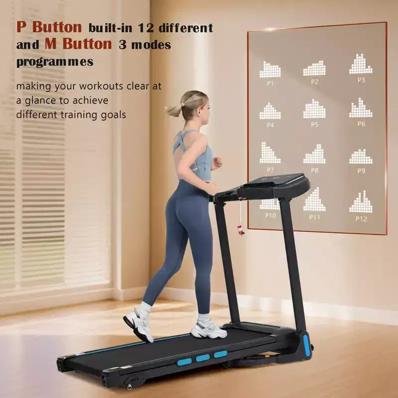 Okak 3.5HP Auto Foldable Treadmill with Incline and Hydraulic System, Treadmills for Home with Heart Rate Sensors and Bluetooth Speaker, Black