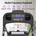 Okak Electric Treadmill with Bluetooth Music and Cup Holder, Foldable Treadmill with Incline and Heart Rate Sensor, 2.5HP Treadmills for Home, Black