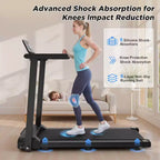 Okak Folding Treadmill with Handles and 2.5HP Quiet Motor, Treadmills for Home with 300LBS Weight Capacity, Portable Treadmill, Black