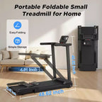 Okak Folding Treadmill with Handles and 2.5HP Quiet Motor, Treadmills for Home with 300LBS Weight Capacity, Portable Treadmill, Black