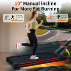 Okak Under Desk Treadmill with 10 Incline, 3HP Walking Pad with LED Display, 264LBS Weight Capacity Portable Treadmill for Home, Black+Gray