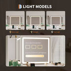 Scrivania angolare da trucco con specchio illuminato e stazione di ricarica, design scanalato, 3 cassetti, armadietti, ripiani aperti, toletta in legno per camera da letto