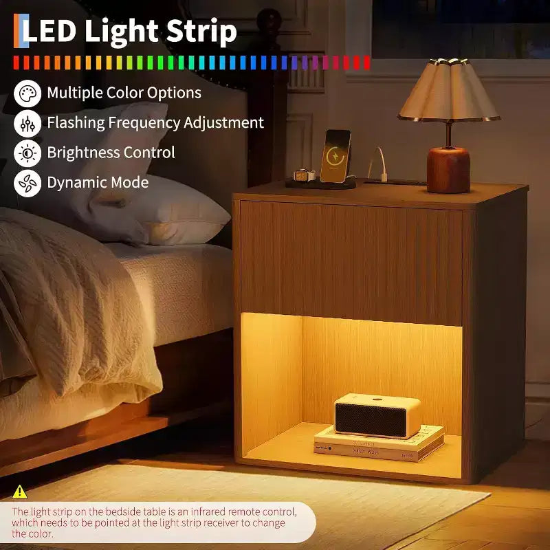 COZONY Modern Nightstand Set of 2 , Rounded Edge Design for Bedroom Living Room,Not electrified need.