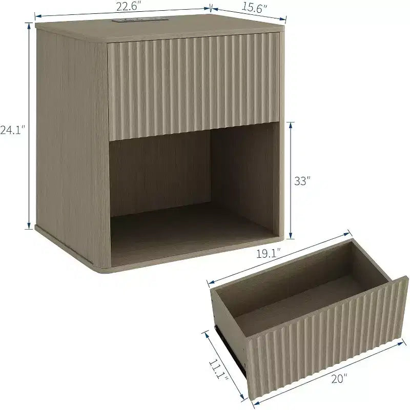 COZONY Modern Nightstand Set of 2 , Rounded Edge Design for Bedroom Living Room,Not electrified need.