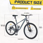 Mountain bike da 29 pollici, monomarcia/8 velocità, telaio in acciaio, forcella ammortizzata anteriore, bici con freno a disco per donna, uomo, adulto, multicolore