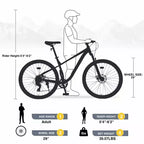 Mountain bike da 29 pollici, monomarcia/8 velocità, telaio in acciaio, forcella ammortizzata anteriore, bici con freno a disco per donna, uomo, adulto, multicolore