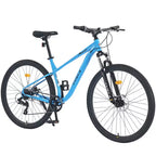 Mountain bike da 29 pollici, monomarcia/8 velocità, telaio in acciaio, forcella ammortizzata anteriore, bici con freno a disco per donna, uomo, adulto, multicolore