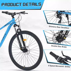 Mountain bike da 29 pollici, monomarcia/8 velocità, telaio in acciaio, forcella ammortizzata anteriore, bici con freno a disco per donna, uomo, adulto, multicolore