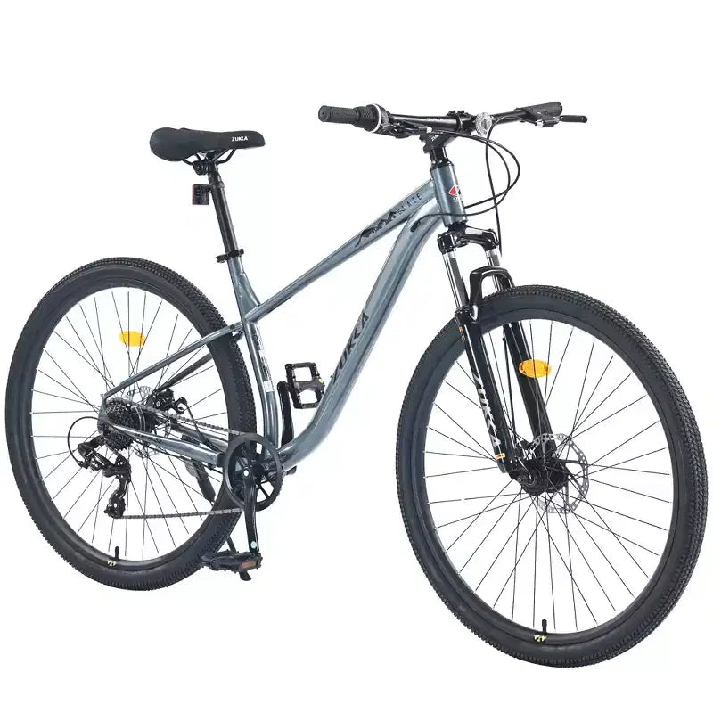 Mountain bike da 29 pollici, monomarcia/8 velocità, telaio in acciaio, forcella ammortizzata anteriore, bici con freno a disco per donna, uomo, adulto, multicolore