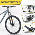 Mountain bike da 29 pollici, monomarcia/8 velocità, telaio in acciaio, forcella ammortizzata anteriore, bici con freno a disco per donna, uomo, adulto, multicolore