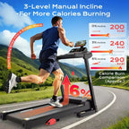 Tapis roulant da 3,1 CV per la casa, tapis roulant pieghevole con capacità di 136 kg, tapis roulant con inclinazione del 6%, 0,6-7,5 MPH, 64 programmi preimpostati