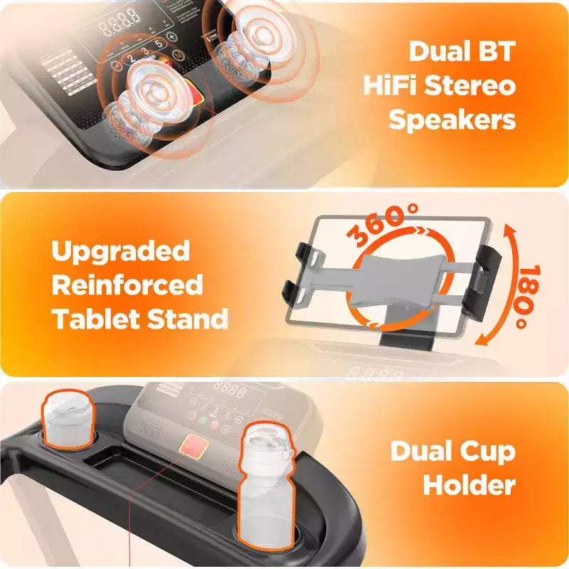 Tapis roulant da 3HP con capacità di 136 kg, 64+3+4 programmi, 3 livelli di inclinazione regolabili, pieghevole per corsa e jogging a casa, velocità di 16 km/h, altoparlanti Bluetooth HiFi