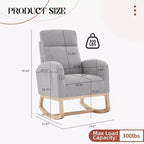 2 Pack Nursery Rocking Chairs with Solid Wood Legs, Glider Armchairs with Side Pocket, Upholstered Rockers for Living Room or Bedroom (Gray, Teddy)