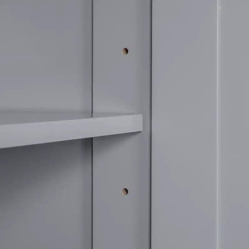 GDFStudio Nolan Armadietto verticale moderno in legno per bagno con cesto portabiancheria a scomparsa, mobiletto a doppia anta, ripiani superiori e cassetto