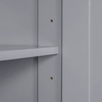 GDFStudio Nolan Armadietto verticale moderno in legno per bagno con cesto portabiancheria a scomparsa, mobiletto a doppia anta, ripiani superiori e cassetto