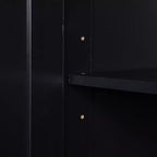 GDFStudio Nolan Armadietto verticale moderno in legno per bagno con cesto portabiancheria a scomparsa, mobiletto a doppia anta, ripiani superiori e cassetto