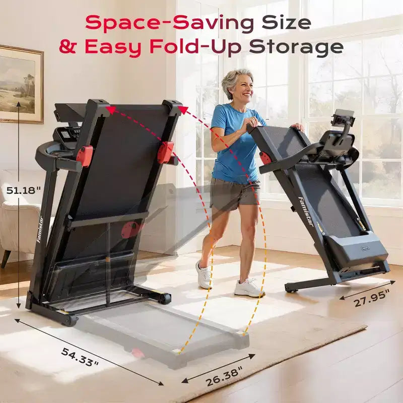 Tapis roulant elettrico da 3,15 HP, capacità 136 kg, con inclinazione, supporto per tablet per casa, controllato da APP, assorbimento urti