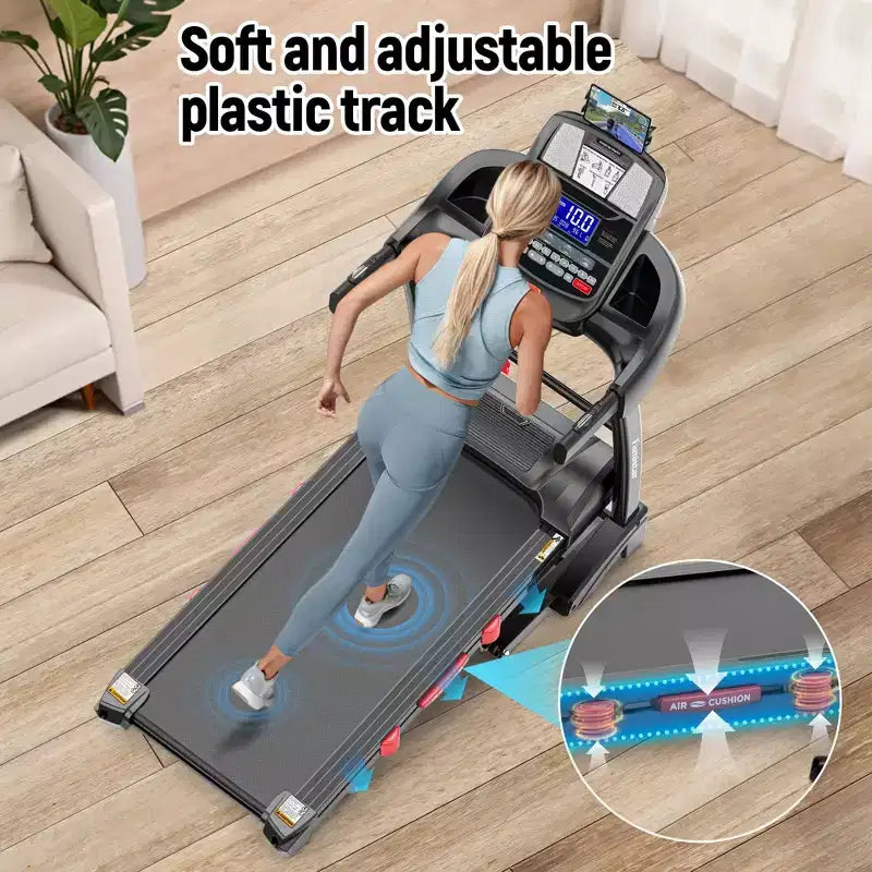 Tapis Roulant Inclinabile Pieghevole da 4,8 CV per Uso Domestico con 64 Programmi Preimpostati, Controllo APP, 19 km/h, Altoparlanti Bluetooth