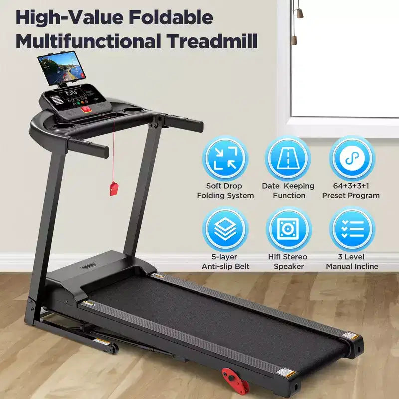Tapis roulant pieghevole da 3,7 HP in offerta per la casa con controllo APP, capacità 136 kg, inclinazione regolabile, 71 programmi, macchina da corsa elettrica