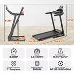 Tapis roulant da 3,5 HP per casa, tapis roulant pieghevole con capacità di 136 kg con oltre 64+7 allenamenti, APP con corsi gratuiti, doppi altoparlanti HiFi, tapis roulant per camminare e correre
