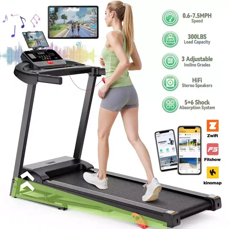 3-in-1 Electric Foldable Treadmill with 9% Incline, Foldable Treadmills for Home/Office, 3 HP Quiet Walking Running Jogging Fitness Machine