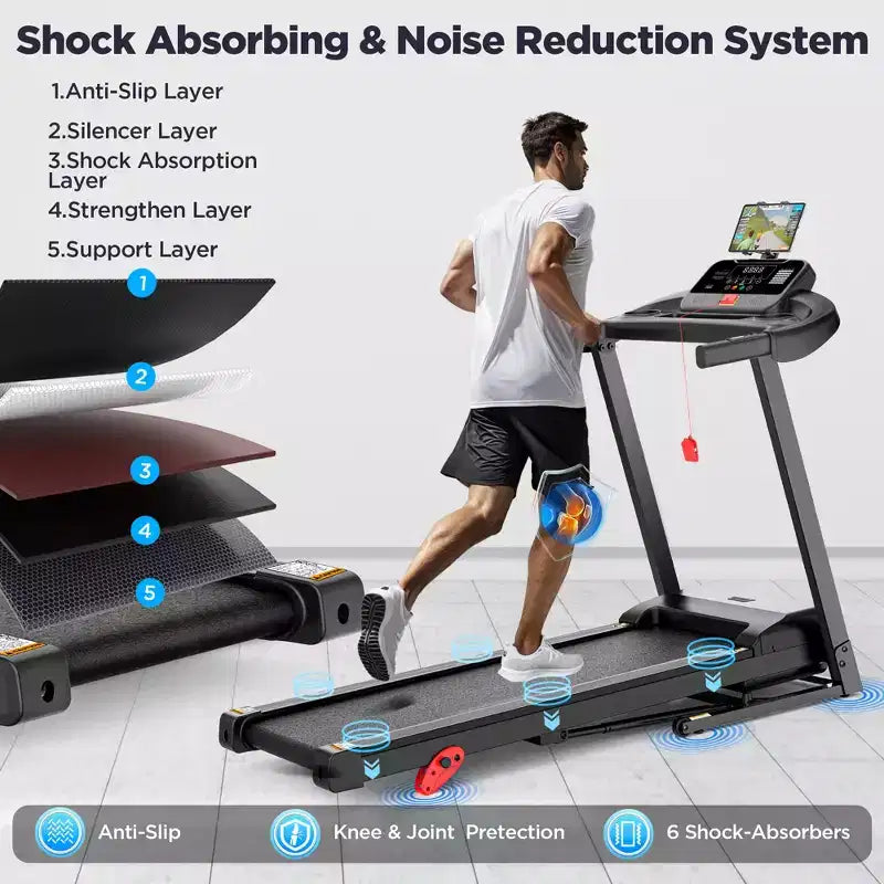 3-in-1 Electric Foldable Treadmill with 9% Incline, Foldable Treadmills for Home/Office, 3 HP Quiet Walking Running Jogging Fitness Machine
