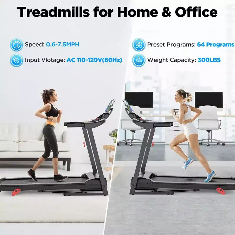 Treadmills on sale - 330 lb Capacity, 3.5HP Folding Electric Treadmill Up to 7.5 MPH Speed, Running Machine with Bluetooth Speaker for Home/Office