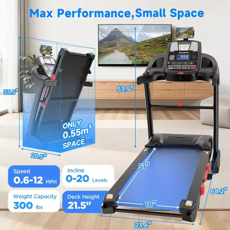 Treadmill on Sale, Treadmills clearance 5.0HP Folding Treadmill for Home with 20 Auto Incline,Foldable Electric Treadmill Running Machine