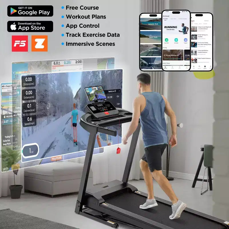 Treadmill on sale, Portable Treadmill with APP Control LED Display and 64 Preset Programs, Exercise Machine for Home, Max 300 LBS
