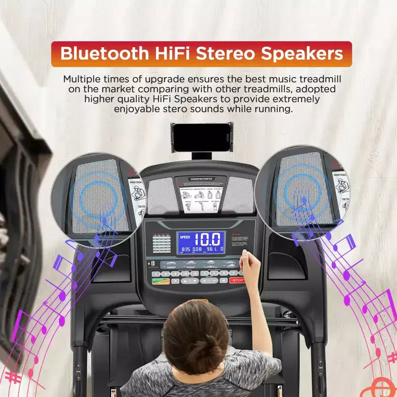 Treadmill Clearance: Portable Electric Treadmill with Handles, 20% Auto Incline, 4.5 HP Motor, Bluetooth App for Home/Office, Walking Running Machine