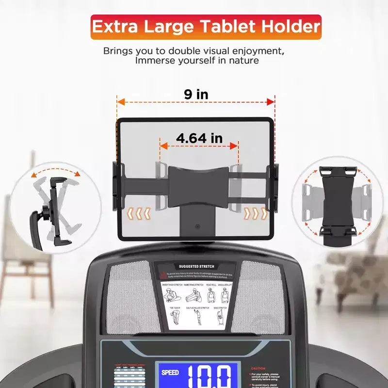 Treadmill Clearance: Portable Electric Treadmill with Handles, 20% Auto Incline, 4.5 HP Motor, Bluetooth App for Home/Office, Walking Running Machine